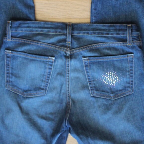Karen Kane Denim Jeans with Rhinestone Starbursts - Picture 4 of 9
